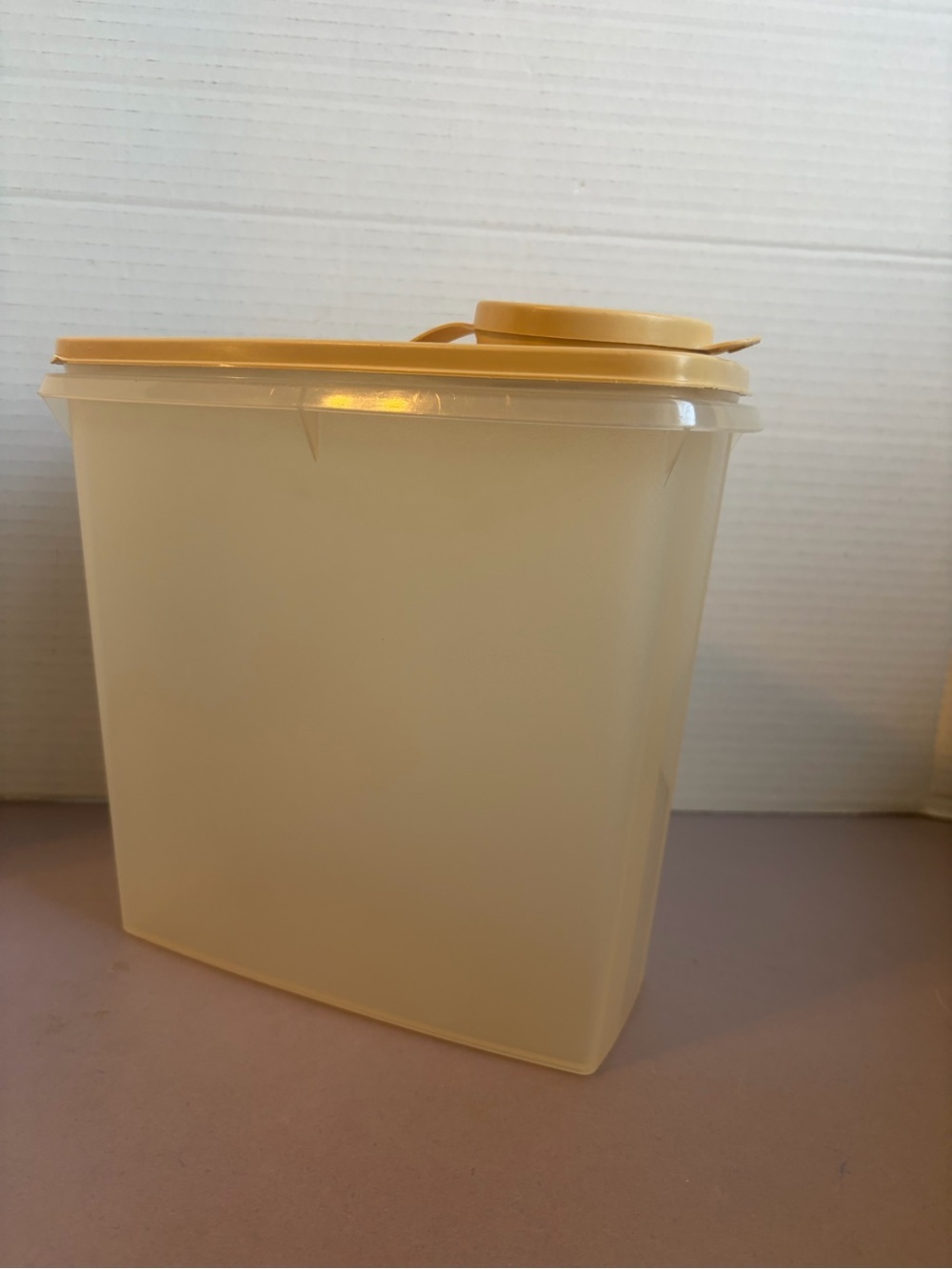 Tupperware Cream Storage Container with Yellow Lid